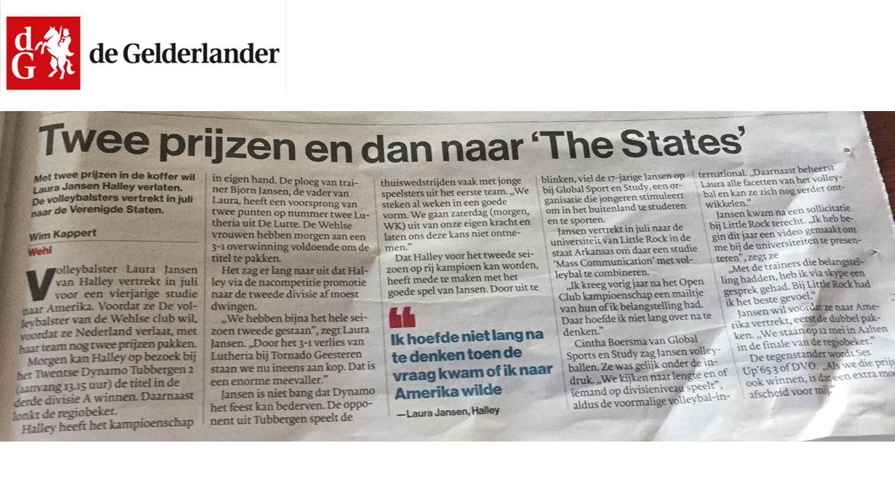 Leuk artikeltje over Laura Jansen in De Gelderlander.